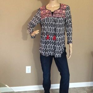 Anthropologie ikat print too w tassels